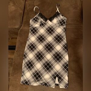 No Boundaries Plaid and Lace Mini Dress M